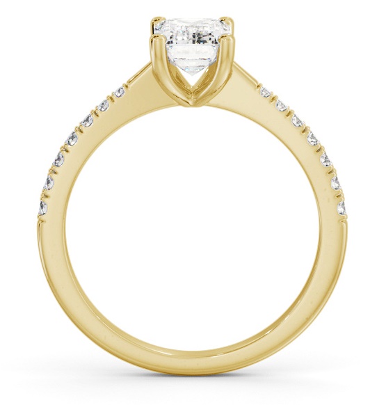 Emerald Diamond Tapered Band Engagement Ring 18K Yellow Gold Solitaire ENEM34S_YG_THUMB1 
