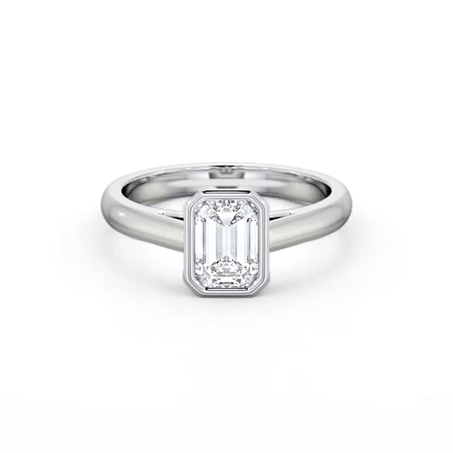 Emerald Diamond Engagement Ring 18K White Gold Solitaire - Britta ENEM35_WG_HAND