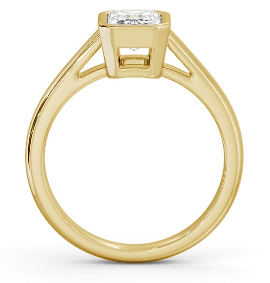 Emerald Diamond Bezel Setting Engagement Ring 18K Yellow Gold Solitaire ENEM35_YG_THUMB1
