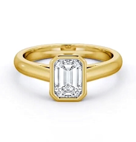 Emerald Diamond Bezel Setting Engagement Ring 9K Yellow Gold Solitaire ENEM35_YG_THUMB1
