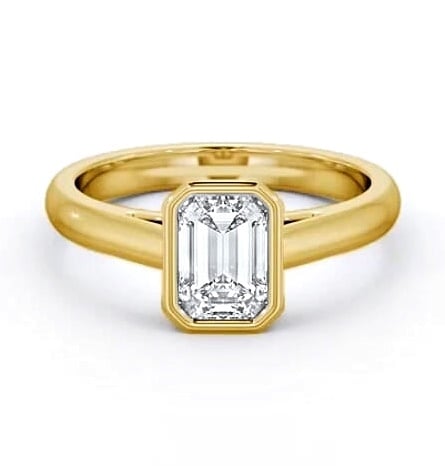 Emerald Diamond Bezel Setting Ring 18K Yellow Gold Solitaire ENEM35_YG_THUMB2 