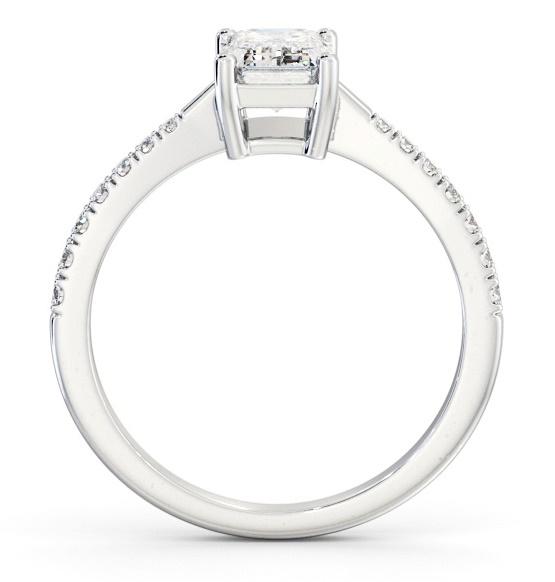Emerald Diamond Tapered Band Engagement Ring Palladium Solitaire ENEM35S_WG_THUMB1 