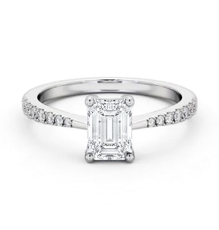 Emerald Diamond Tapered Band Engagement Ring Palladium Solitaire ENEM35S_WG_THUMB1