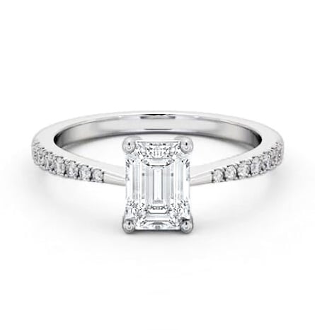 Emerald Diamond Tapered Band Engagement Ring Palladium Solitaire ENEM35S_WG_THUMB2 
