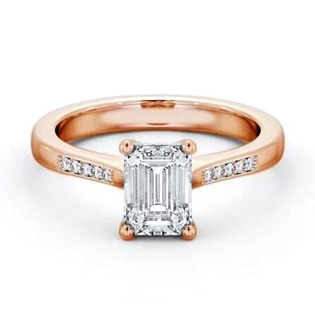Emerald Diamond Elevated Setting Ring 18K Rose Gold Solitaire ENEM36S_RG_THUMB1