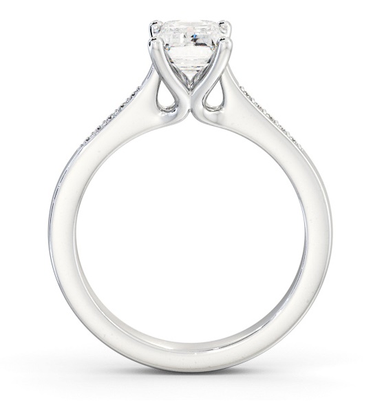 Emerald Diamond Elevated Setting Ring 18K White Gold Solitaire ENEM36S_WG_THUMB1 