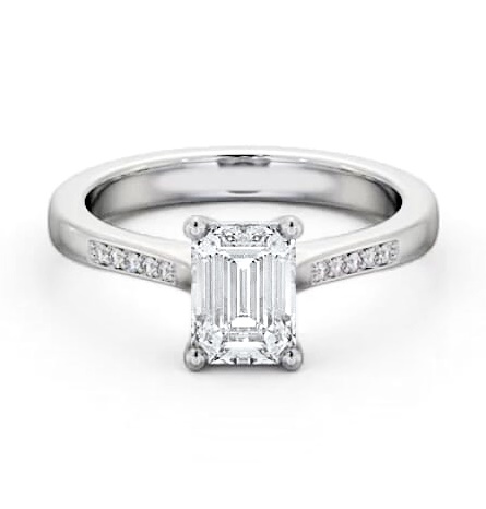 Emerald Diamond Elevated Setting Ring 9K White Gold Solitaire ENEM36S_WG_THUMB1