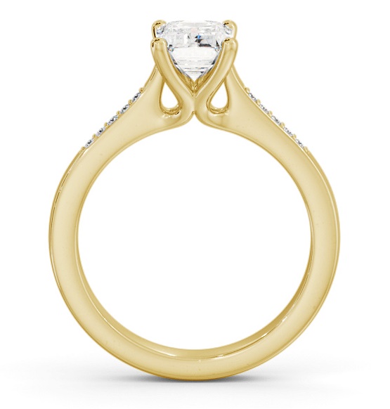Emerald Diamond Elevated Setting Ring 18K Yellow Gold Solitaire ENEM36S_YG_THUMB1 