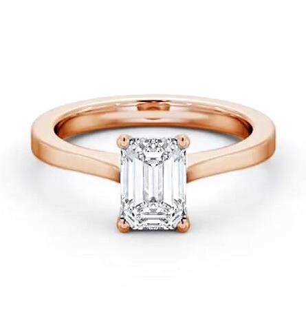 Emerald Diamond Elevated Setting Ring 18K Rose Gold Solitaire ENEM37_RG_THUMB1