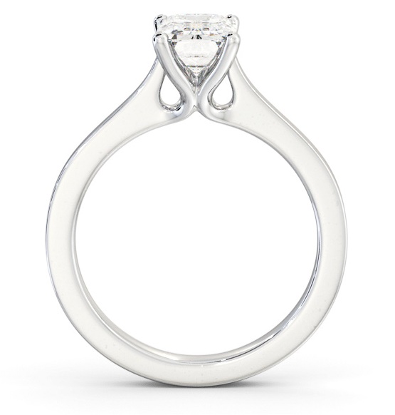 Emerald Diamond Elevated Setting Engagement Ring 18K White Gold Solitaire ENEM37_WG_THUMB1