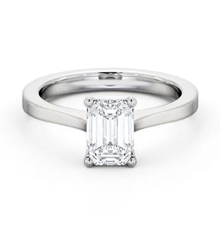 Emerald Diamond Elevated Setting Ring 18K White Gold Solitaire ENEM37_WG_THUMB1