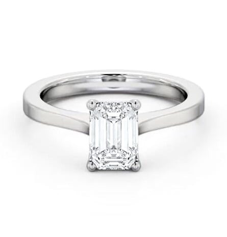 Emerald Diamond Elevated Setting Ring 18K White Gold Solitaire ENEM37_WG_THUMB2 