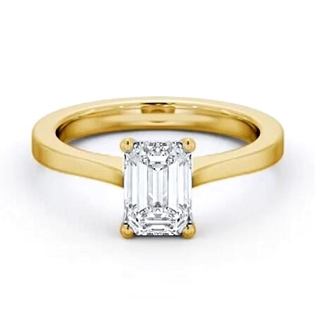 Emerald Diamond Elevated Setting Ring 9K Yellow Gold Solitaire ENEM37_YG_THUMB1