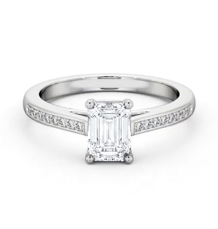 Emerald Diamond Box Style Setting Ring 18K White Gold Solitaire ENEM37S_WG_THUMB1