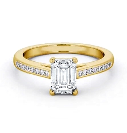 Emerald Diamond Box Style Setting Ring 18K Yellow Gold Solitaire ENEM37S_YG_THUMB2 