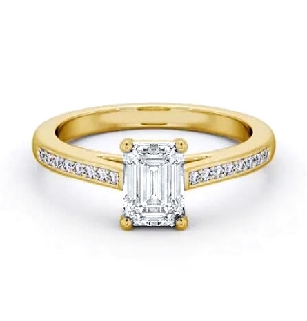 Emerald Diamond Box Style Setting Ring 18K Yellow Gold Solitaire ENEM37S_YG_THUMB2 