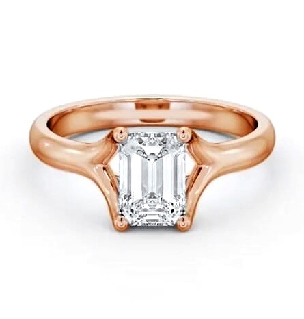 Emerald Diamond Split Trellis Design Ring 9K Rose Gold Solitaire ENEM38_RG_THUMB1