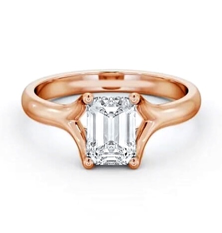Emerald Diamond Split Trellis Design Ring 18K Rose Gold Solitaire ENEM38_RG_THUMB2 
