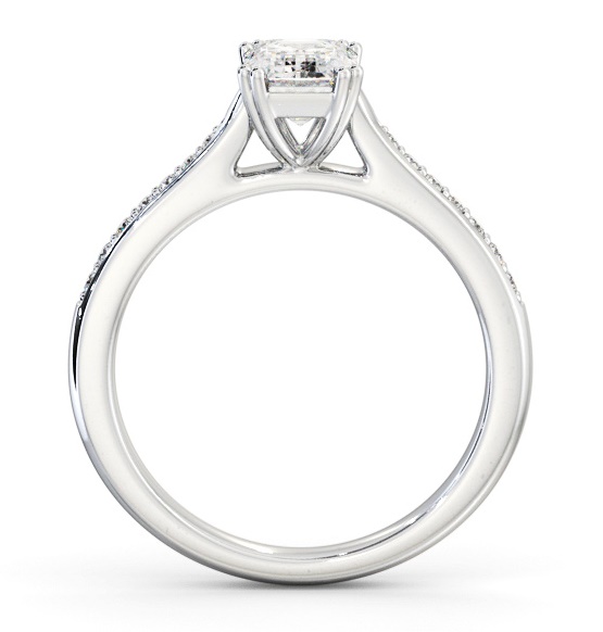 Emerald Diamond 8 Prong Engagement Ring 18K White Gold Solitaire ENEM38S_WG_THUMB1 