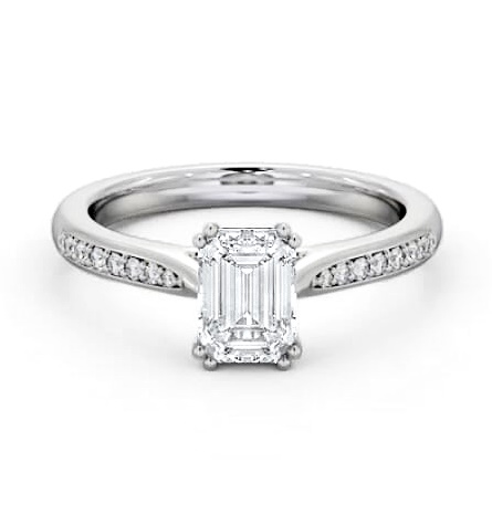 Emerald Diamond 8 Prong Engagement Ring 9K White Gold Solitaire ENEM38S_WG_THUMB1