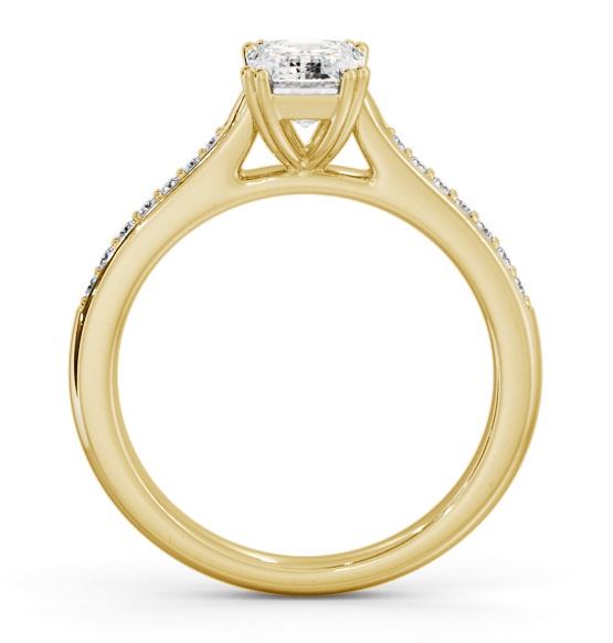 Emerald Diamond 8 Prong Engagement Ring 18K Yellow Gold Solitaire ENEM38S_YG_THUMB1 