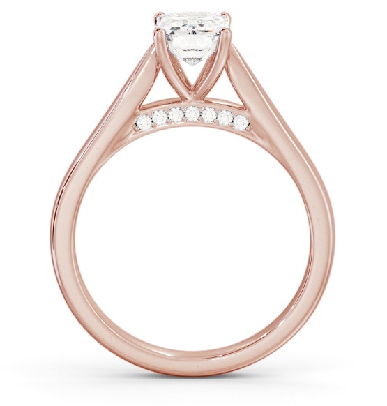 Emerald Ring with Diamond Set Bridge 18K Rose Gold Solitaire ENEM39_RG_THUMB1 