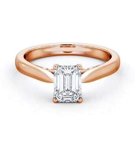 Emerald Ring with Diamond Set Bridge 9K Rose Gold Solitaire ENEM39_RG_THUMB2 