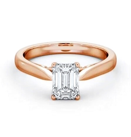 Emerald Ring with Diamond Set Bridge 9K Rose Gold Solitaire ENEM39_RG_THUMB1