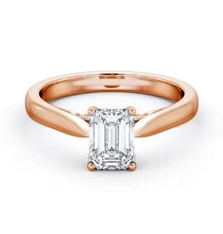 Emerald Ring with Diamond Set Bridge 18K Rose Gold Solitaire ENEM39_RG_THUMB2 