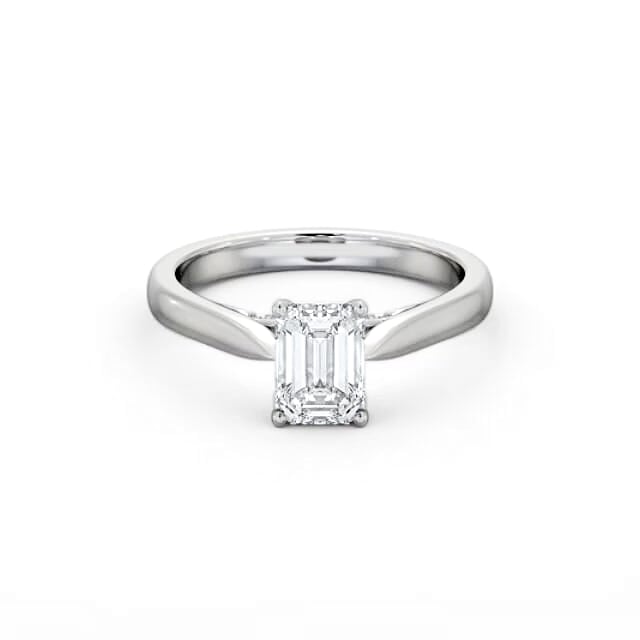 Emerald Diamond Engagement Ring 18K White Gold Solitaire - Wandel ENEM39_WG_HAND