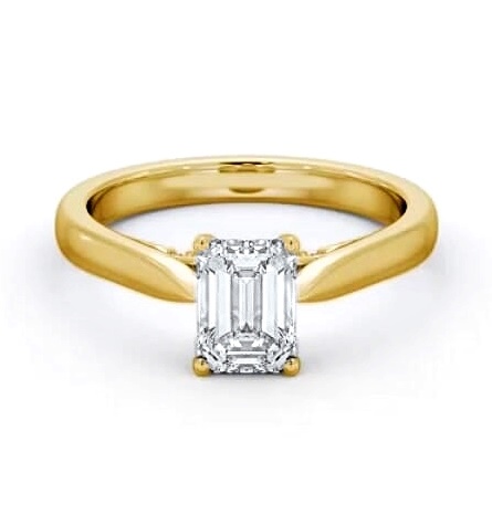 Emerald Ring with Diamond Set Bridge 9K Yellow Gold Solitaire ENEM39_YG_THUMB1
