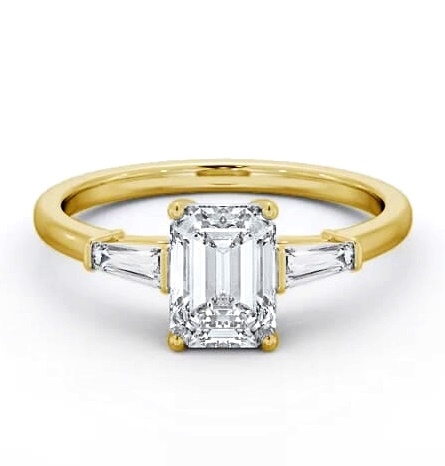 Emerald Ring 18K Yellow Gold Solitaire Tapered Baguette Side Stones ENEM39S_YG_THUMB2 