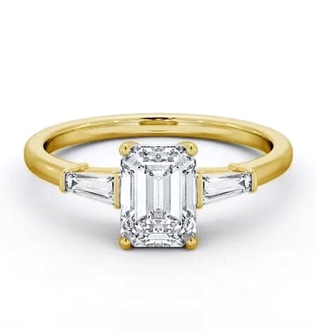 Emerald Ring 18K Yellow Gold Solitaire Tapered Baguette Side Stones ENEM39S_YG_THUMB1