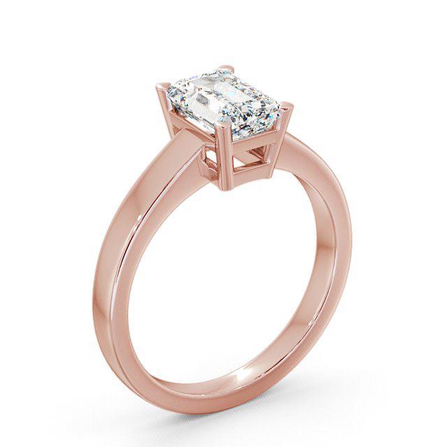 Emerald Diamond Engagement Ring 18K Rose Gold Solitaire - Kamya ENEM3_RG_HAND