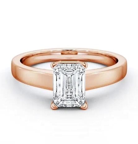 Emerald Diamond Box Setting Engagement Ring 18K Rose Gold Solitaire ENEM3_RG_THUMB1