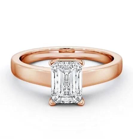 Emerald Diamond Box Setting Engagement Ring 18K Rose Gold Solitaire ENEM3_RG_THUMB2 