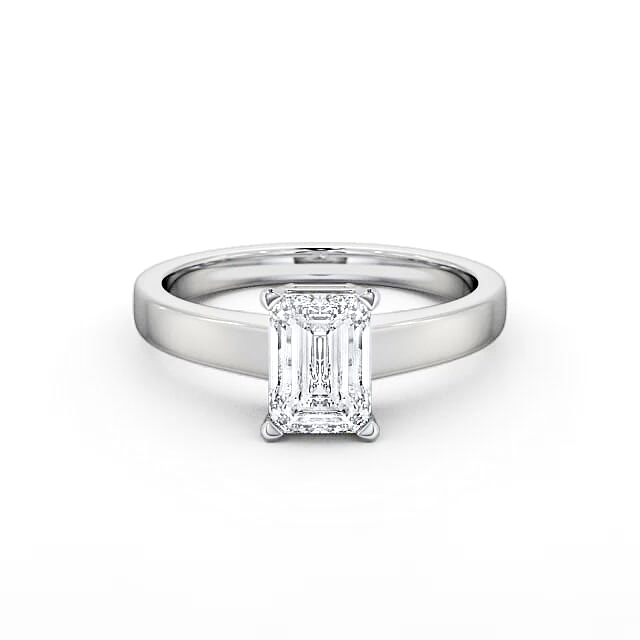 Emerald Diamond Engagement Ring 9K White Gold Solitaire - Kamya ENEM3_WG_HAND