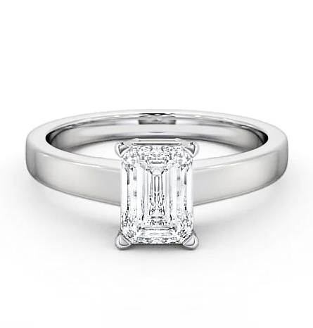 Emerald Diamond Box Setting Engagement Ring Platinum Solitaire ENEM3_WG_THUMB2 