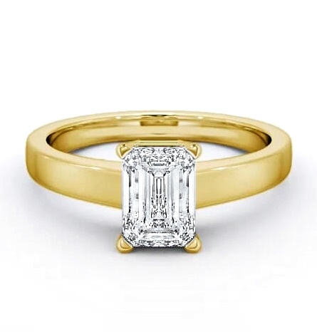 Emerald Diamond Box Setting Engagement Ring 9K Yellow Gold Solitaire ENEM3_YG_THUMB1