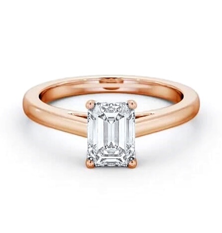 Emerald Diamond Box Style Setting Ring 9K Rose Gold Solitaire ENEM40_RG_THUMB1