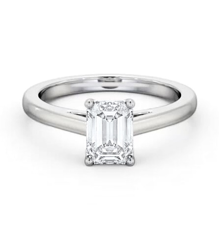 Emerald Diamond Box Style Setting Engagement Ring Platinum Solitaire ENEM40_WG_THUMB1