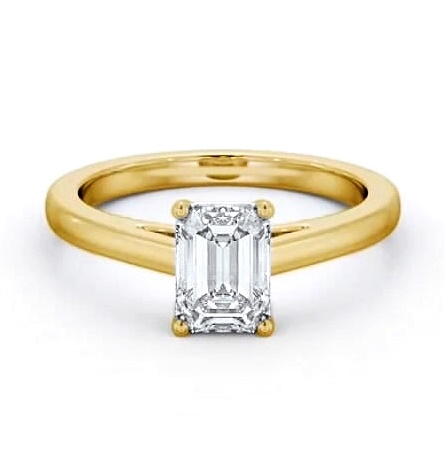 Emerald Diamond Box Style Setting Ring 18K Yellow Gold Solitaire ENEM40_YG_THUMB1