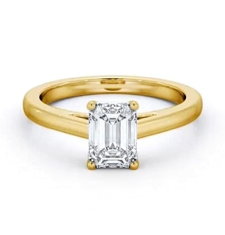 Emerald Diamond Box Style Setting Ring 18K Yellow Gold Solitaire ENEM40_YG_THUMB2 
