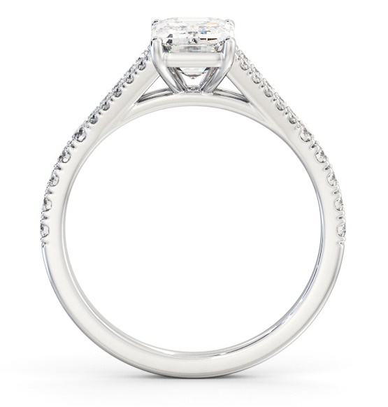 Emerald Diamond Split Band Engagement Ring 18K White Gold Solitaire ENEM40S_WG_THUMB1 