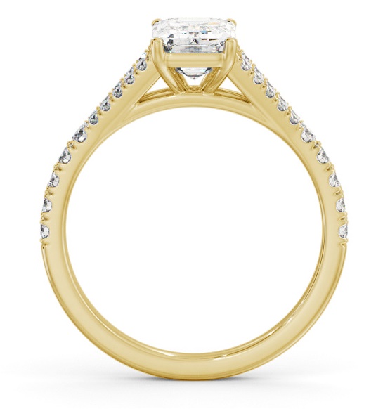 Emerald Diamond Split Band Engagement Ring 18K Yellow Gold Solitaire ENEM40S_YG_THUMB1 