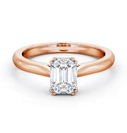 Emerald Diamond 8 Prong Engagement Ring 9K Rose Gold Solitaire ENEM41_RG_THUMB1