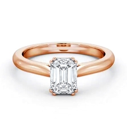Emerald Diamond 8 Prong Engagement Ring 18K Rose Gold Solitaire ENEM41_RG_THUMB2 