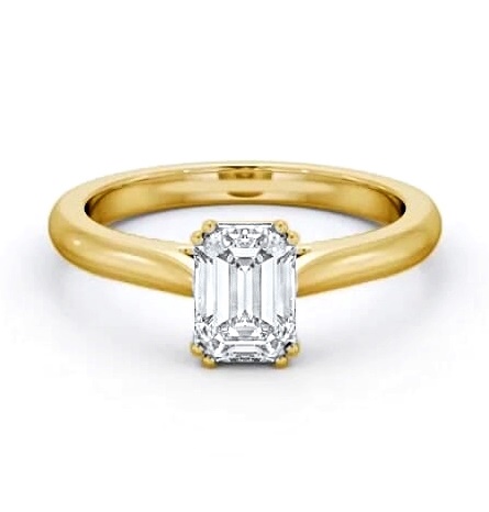 Emerald Diamond 8 Prong Engagement Ring 18K Yellow Gold Solitaire ENEM41_YG_THUMB1