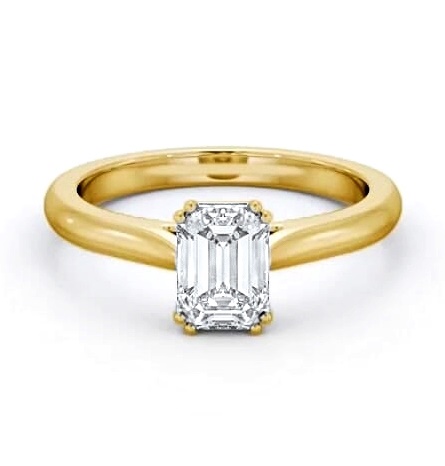 Emerald Diamond 8 Prong Engagement Ring 18K Yellow Gold Solitaire ENEM41_YG_THUMB2 