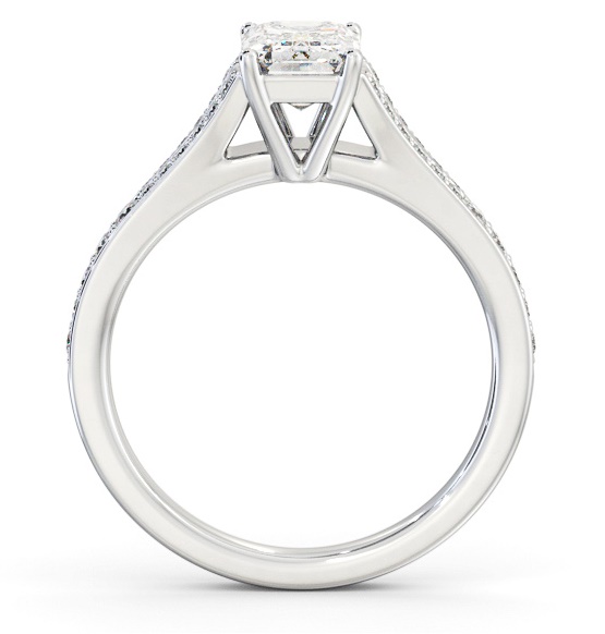 Emerald Diamond Split Channel Engagement Ring 18K White Gold Solitaire ENEM41S_WG_THUMB1 